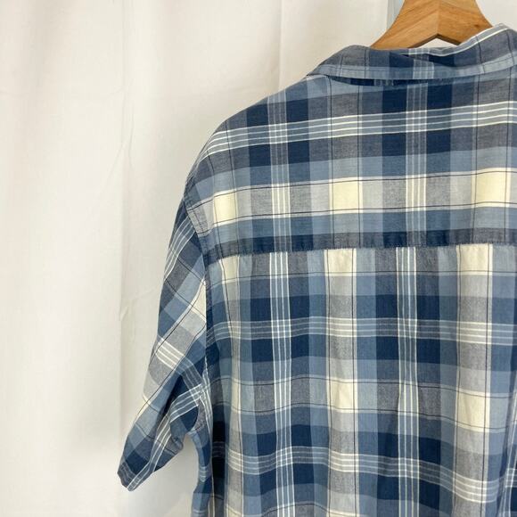 HORNY TOAD & Co XL Weldon Short Sleeve Shirt Plaid Button Up Organic Cotton Blue - Picture 7 of 10
